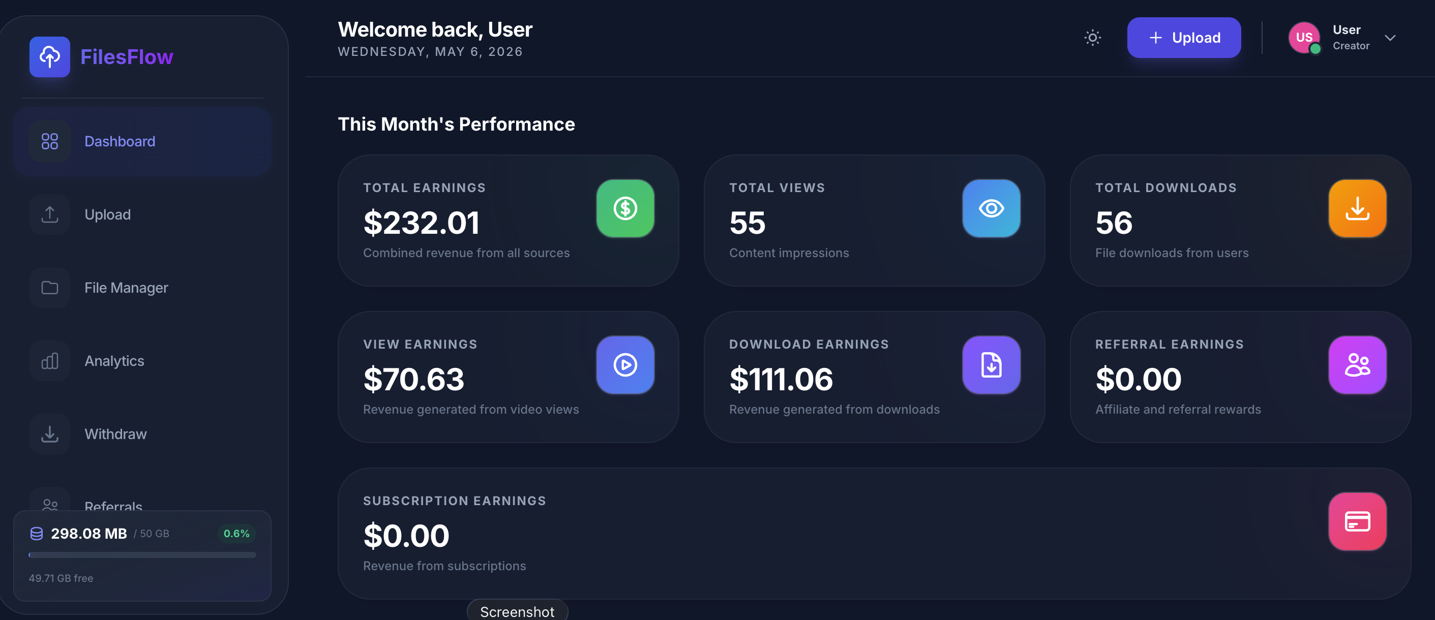 FilesPlay Dashboard